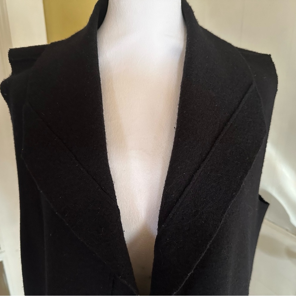 Eileen Fisher Black Women's Wool Shawl Double Collar Vest